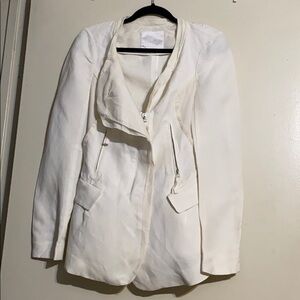 Hanii Y high-low linen blend blazer